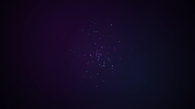 Purple Blue Digital Particle Cloud Background Animation with Floating Glowing Dots for Futuristic Technology, AI, Cyber Space, Data Visualization, and Motion Graphics