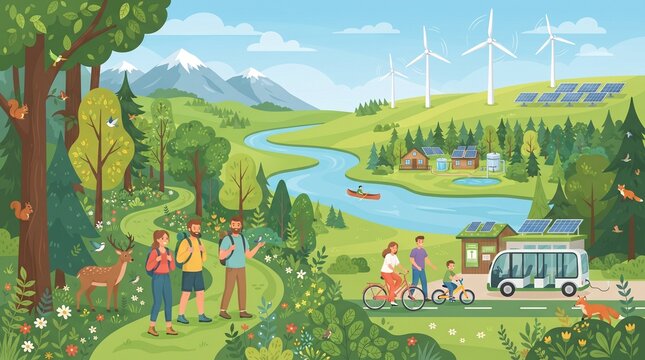 Flat Vector Banner Concept for International World Tourism Day Celebration