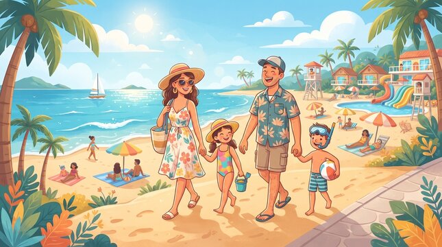 Vector family vacation world tourism day 