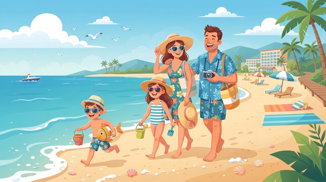 happy family on the beach