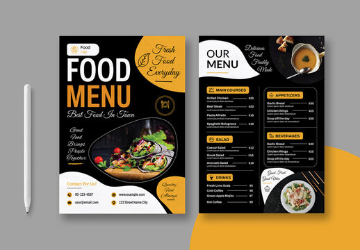 Food Menu Card Design Template Layout
