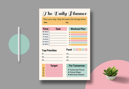 Modern And Minimal Daily Planner Layout