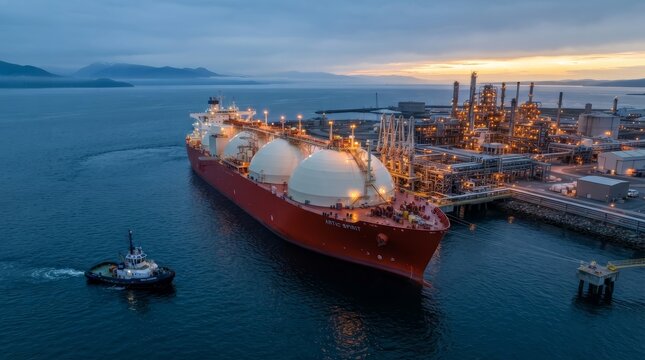 Sustainable distribution of liquefied natural gas from an offshore industrial facility.