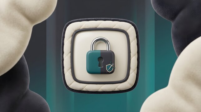 Closeup on LCD screen with focus on www padlock. Internet security cybersecurity concept. 3d illustration