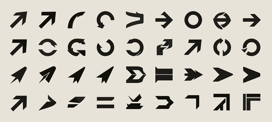 Fototapeta premium Black hand-drawn arrows and symbols set on transparent background for design and navigation elements