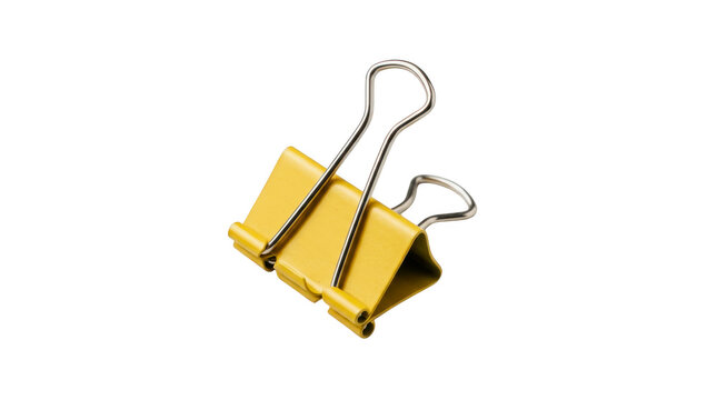 Yellow Binder Clip Studio Photo for Office Stationery Supplies.png