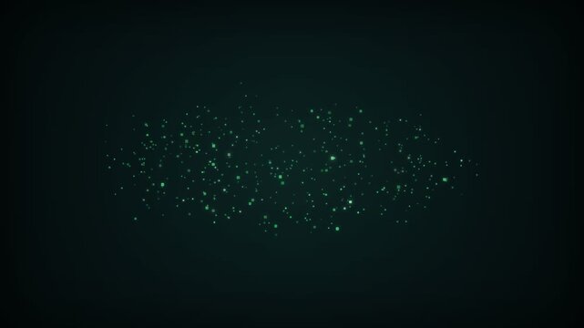 A mesmerizing display of glowing green particles floats gently across the deep dark frame creating an enchanting atmosphere filled with magical energy and celestial wonder everywhere