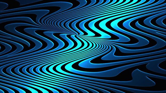 Dark Blue Hypnotic Wavy Lines Distorted Fluid Ripple Optical Illusion Retro Psychedelic Background