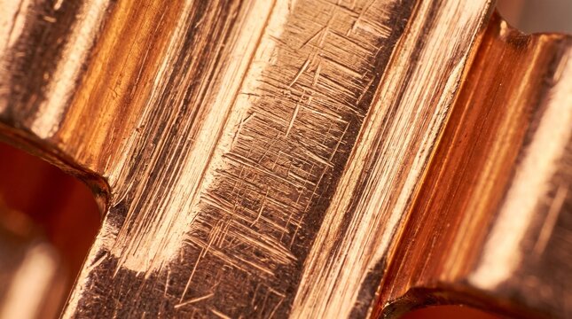 Macro view of heavily worn gear teeth showing friction marks and damage