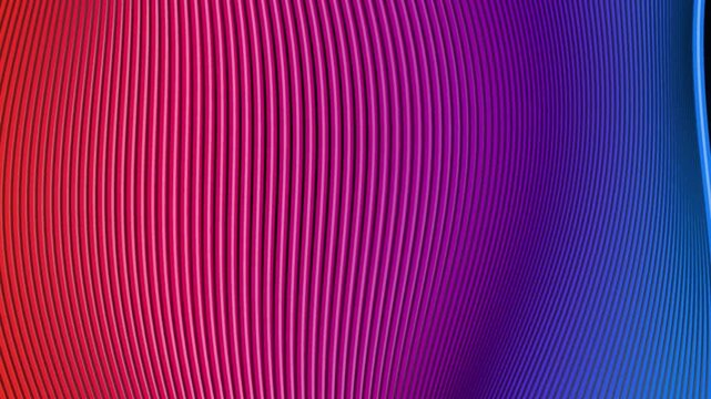 Colorful Red and Blue 3D Curved Ribbed Texture Animated Wave Background Loop