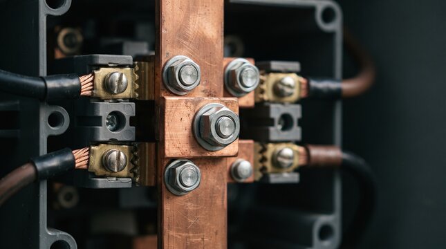 Copper electrical busbar junction box with heavy duty wiring terminals