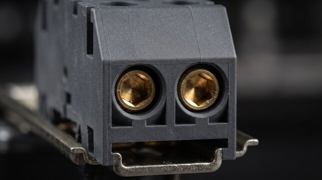 Industrial electrical terminal block mounted on a metal din rail