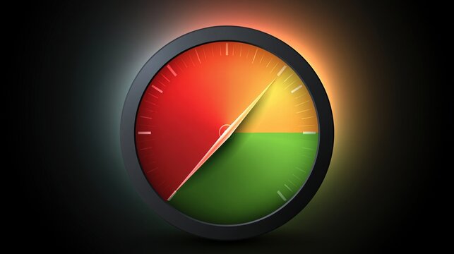 Gauge meter pointing to green zone on dark