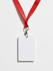 Fototapeta premium blank white id card with red lanyard on