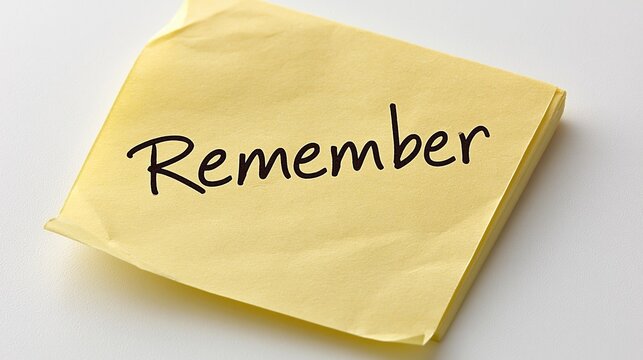 Yellow sticky note with remember written on white