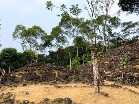 Stack of stone on Megalithic sites Gunung Padang  Cianjur  West Java  Indonesia