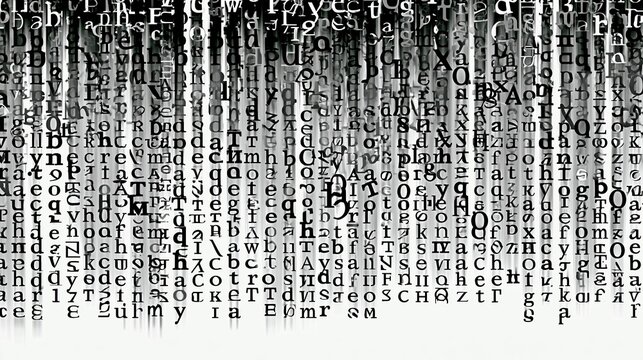 Vertical text rain pattern on white background