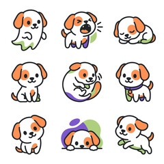 Obraz premium Halloween vector cute puppy character collection in various poses