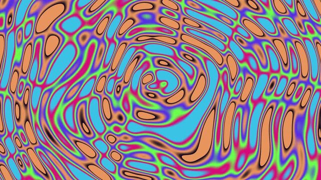 Psychedelic Liquid Waves Background With Vibrant Colors and Rippling Motion Loop