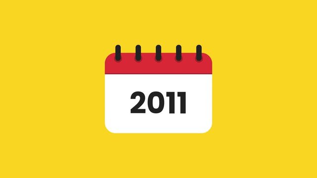 2011 Vintage Calendar Page Animation with Bold Year Display and Classic Spiral Notebook Design Prores Alpha 4K 60 fps Looping