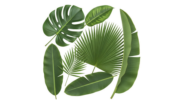 Tropical jungle leaves composition on black background