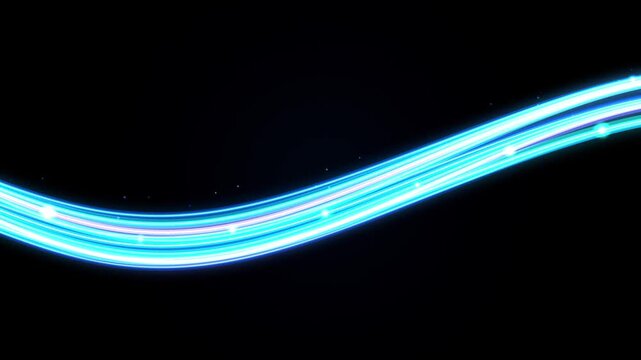 Abstract neon wave lines looping procedural motion graphics on a black background