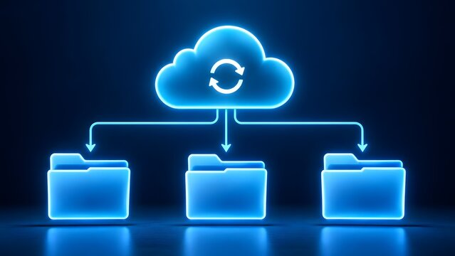 Cloud computing synchronization distributing data to digital storage folders