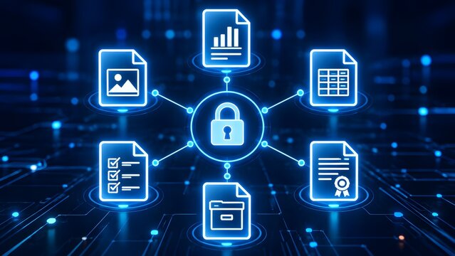 Encrypted central network protecting diverse digital document formats and files