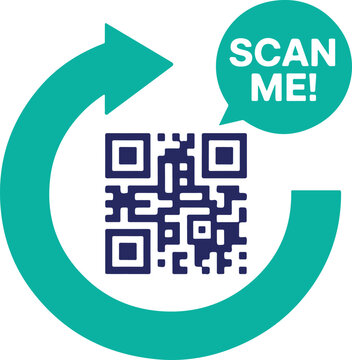 Scan me qr code with circular arrow icon