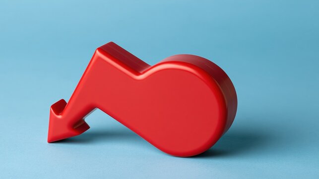 red downward arrow symbol on blue background