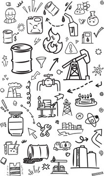 Oil and gas industry refinery vertical doodle pattern