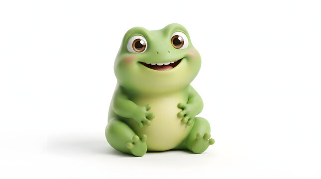 Cute Green Frog Animal Mascot 3D Render Icon