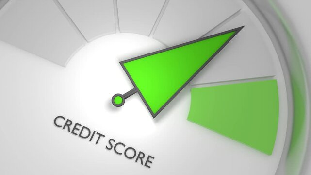 Credit score indicator with color levels. Measurement from poor to excellent rating for credit or mortgage loans concept animation.