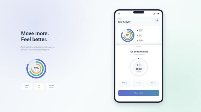 Fitness Mobile App Dashboard Interface Animation