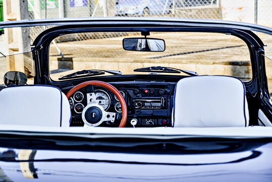 Santa Margarida de Montbui, Barcelona; May 23, 2026: Classic car exhibition, a gleaming Volkswagen Beetle Speedster.