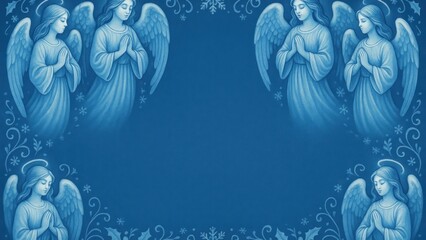 Obraz premium Serene angels frame festive design.
