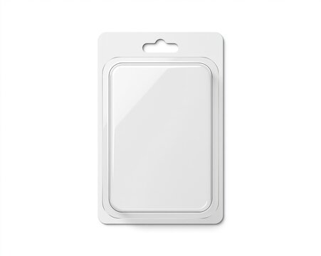 Blank white plastic packaging blister card isolated on