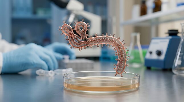 virus research concept in laboratory with petri dish