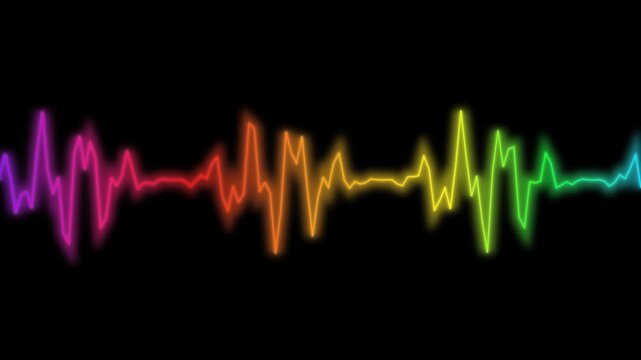 Vibrant Rainbow Soundwave Visualization on Black Background - Abstract Audio Spectrum