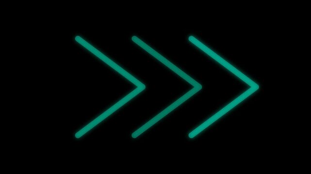 Fast Forward Symbol and Multiple Arrows Pointing Right on Black Background