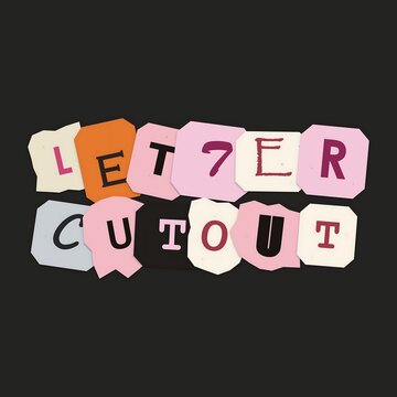 Lego character holding scissors with cut out letters