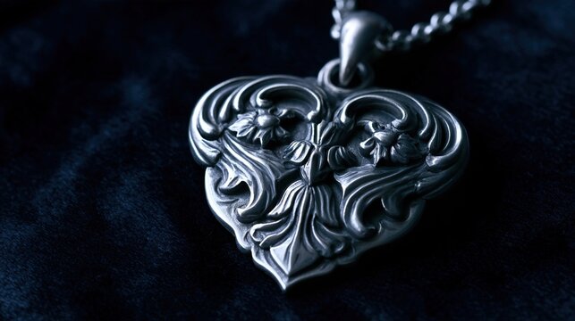 sinuous. Art Nouveau style silver pendant necklace with flowing vines and floral motifs. event programs, museum guides, designed for cultural heritage projects and event programs, supports education.