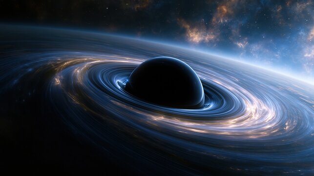 Black hole event horizon with glowing accretion disk