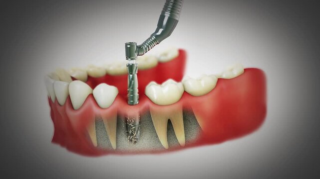 Single dental implant procedure in lower jawbone