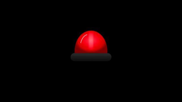 Glowing red emergency siren light icon vector on black background for warning and alert concepts