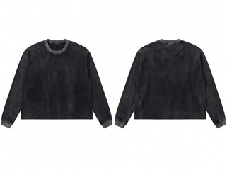 Blank Black Long Sleeve Crewneck Sweatshirt Mockup Front and Back View. © Jago Gusti