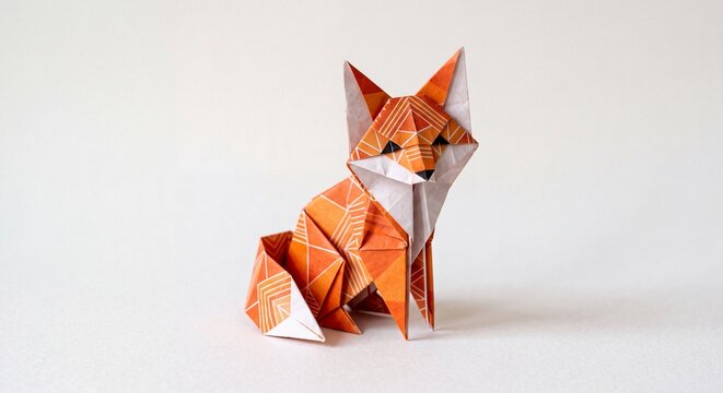 Low Polygon Orange Fox Illustration on Minimal Background