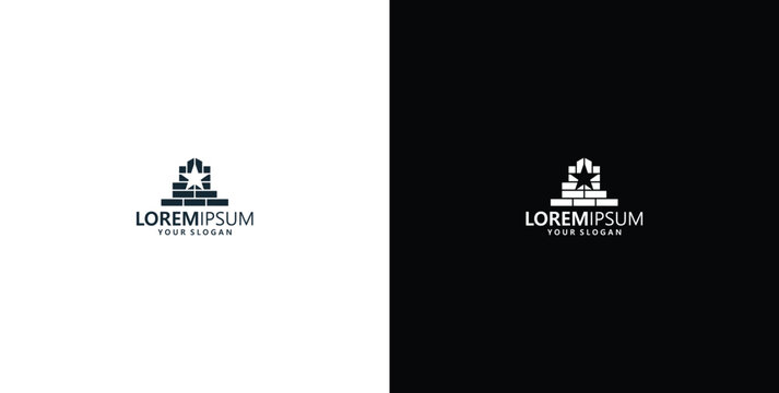 Professional Minimalist Corporate Logo Design with Architectural Building Symbol for Modern Brand Identity on Black and White Backgrounds
