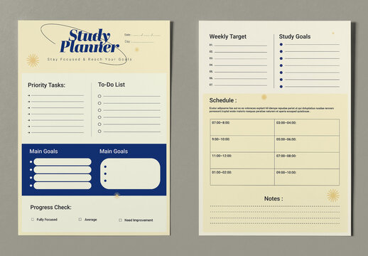 Study Planner Design Layout