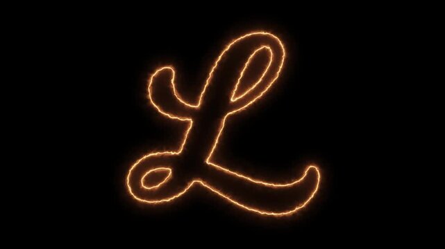 Neon letter l glowing in sequence with black background
